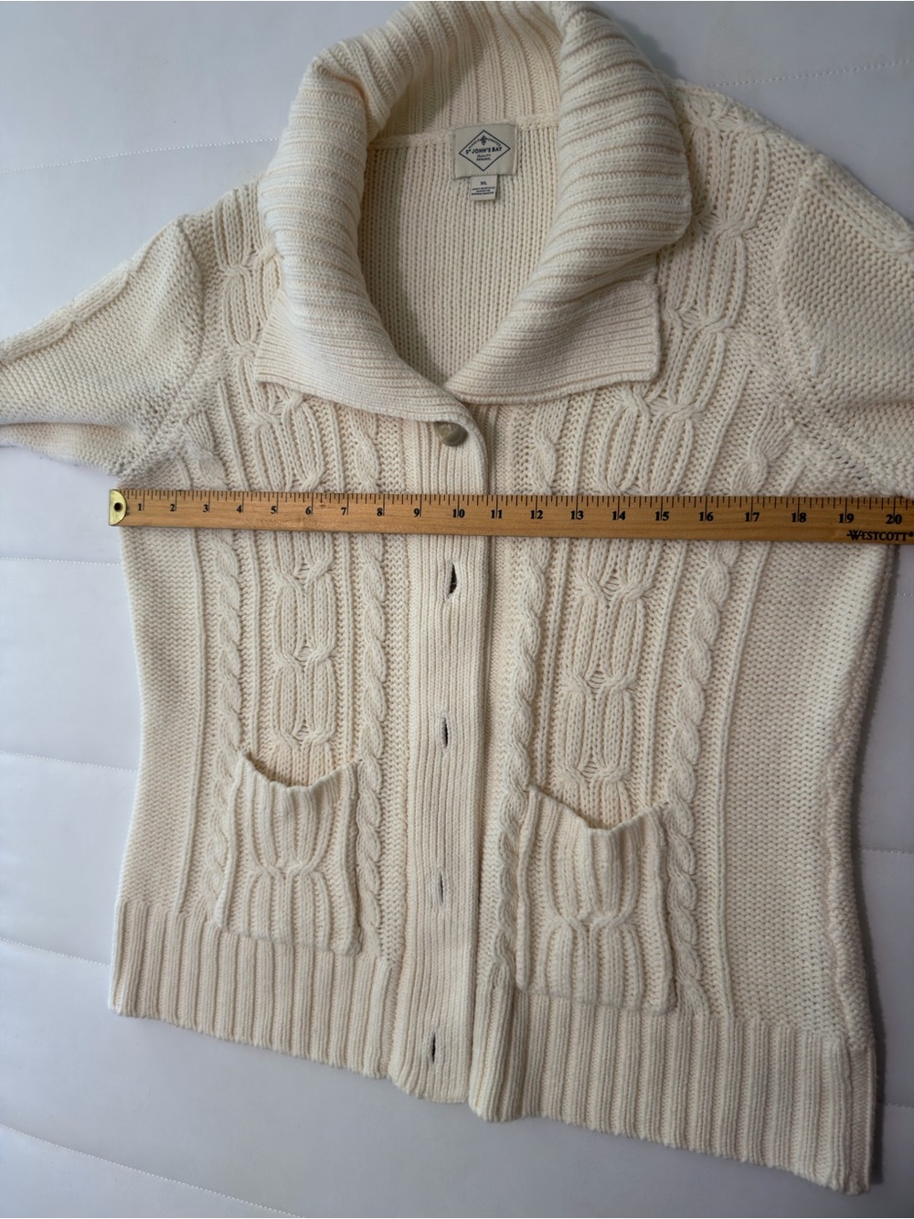 St. John's Bay Cream Cable-Knit Shawl Collar Cardigan size XL - Picture 8 of 9